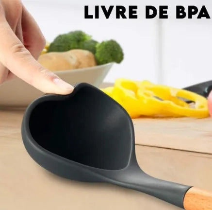 Kit Jogo 12 Peças - Utensílios de Cozinha de Silicone com Suporte