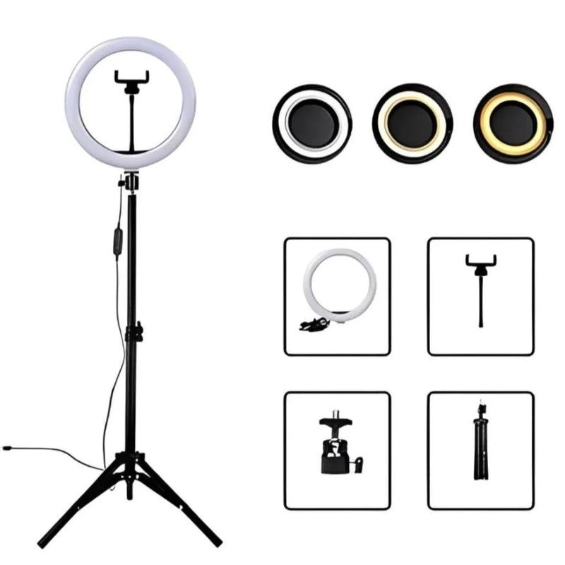 Kit Ring Light 10" + Tripé 2m + Controle e Fonte