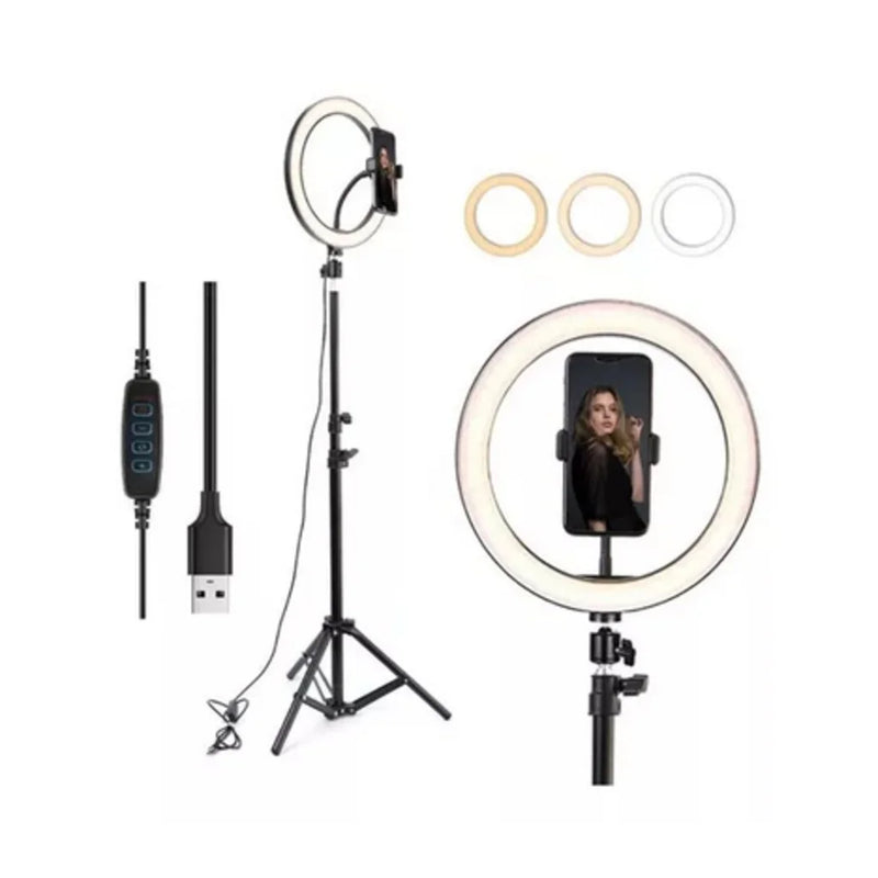 Kit Ring Light 10" + Tripé 2m + Controle e Fonte